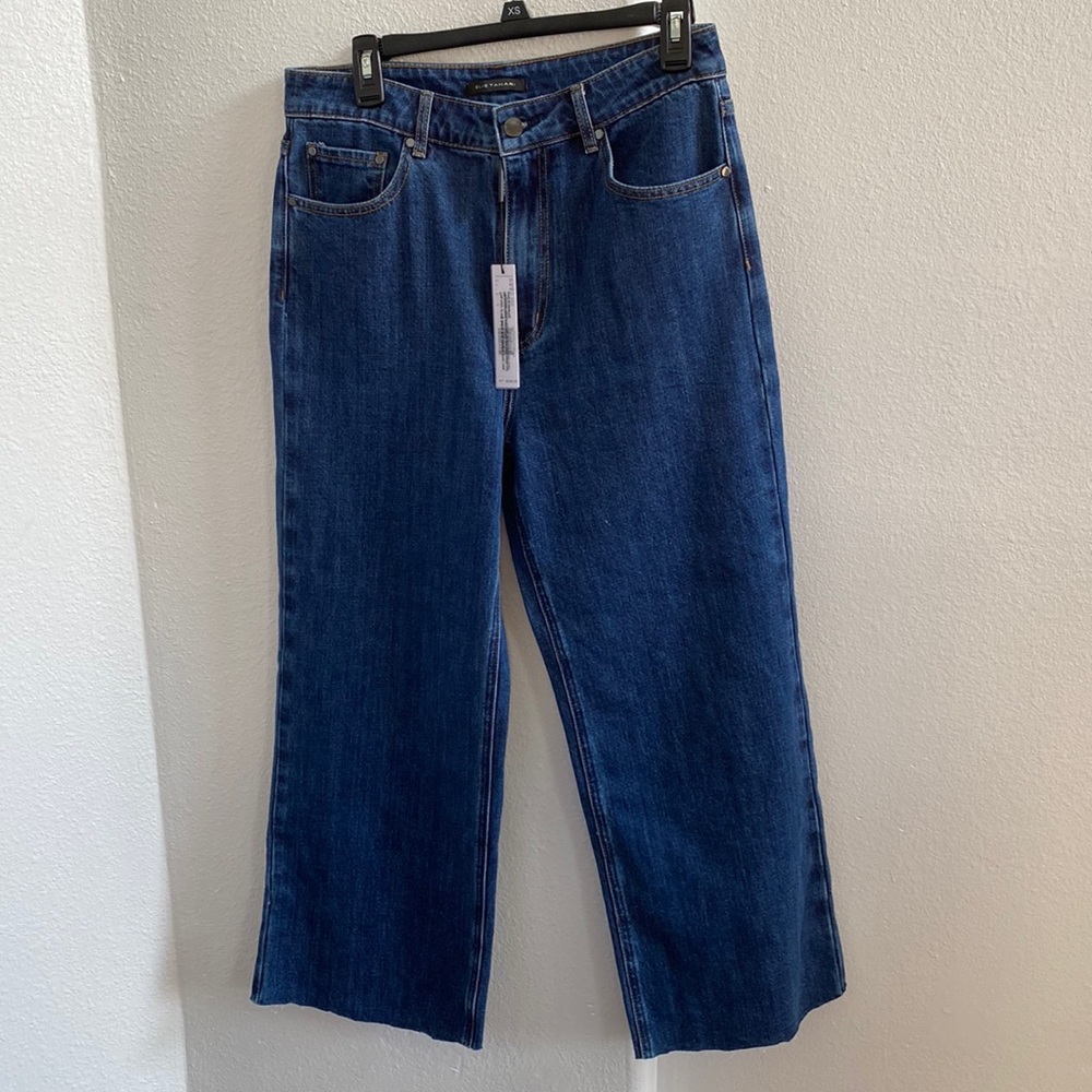 Elie Tahari Wash Cropped Jean Open Hem‎ Pants Size 31 NEW